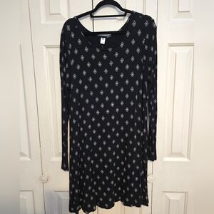 Old Navy Black Patterned Dress L